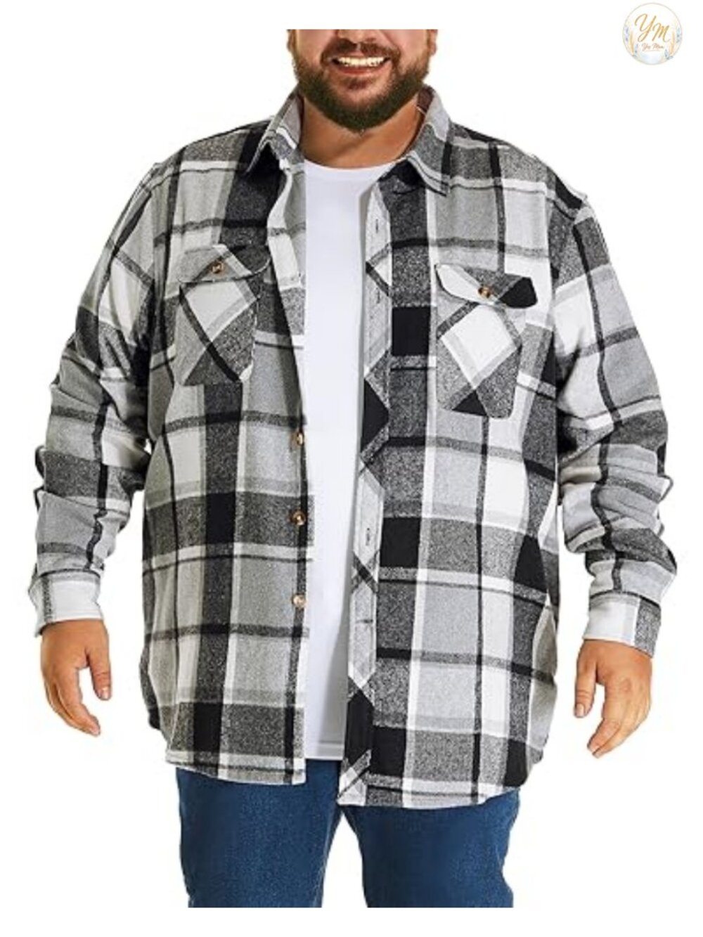 Big and Tall Men's Heavyweight Brushed Cotton Flannel Button Down Shirt 2XL-6XL